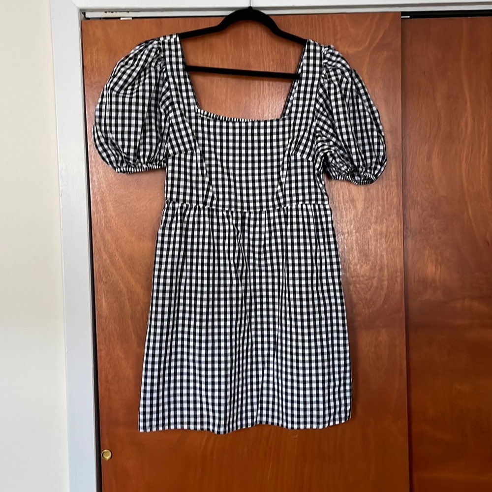 Gingham mini babydoll dress